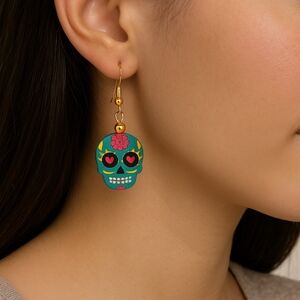 Colorful Skull Dangle Earrings